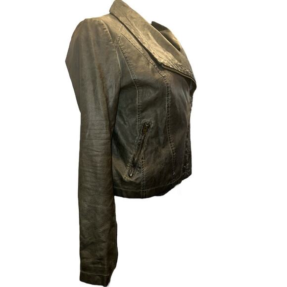 BAGATELLE Green Vegan Leather Moto Jacket Missing Size Tag - Picture 3 of 7